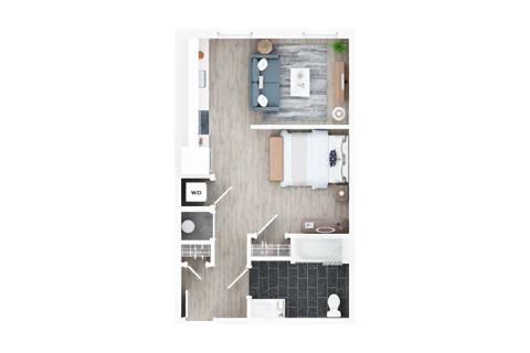 Floor plan for studio, 1 bath, 540 sqft